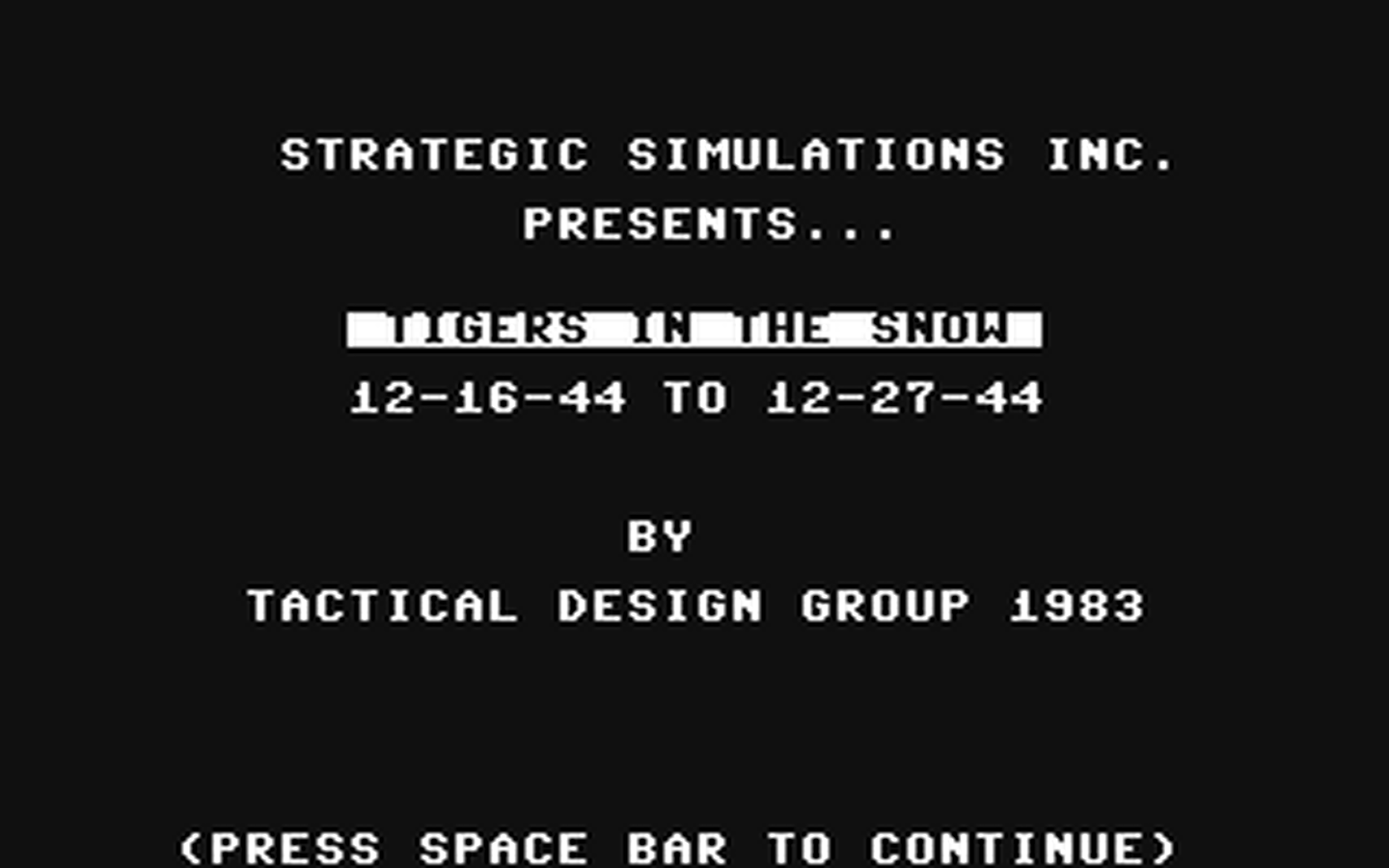 C64 GameBase Tigers_in_the_Snow SSI_(Strategic_Simulations,_Inc.) 1984
