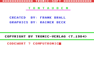 C64 GameBase Tontauben Tronic_Verlag_GmbH 1984