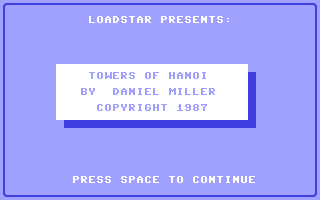 C64 GameBase Towers_of_Hanoi Loadstar/Softdisk_Publishing,_Inc. 1987
