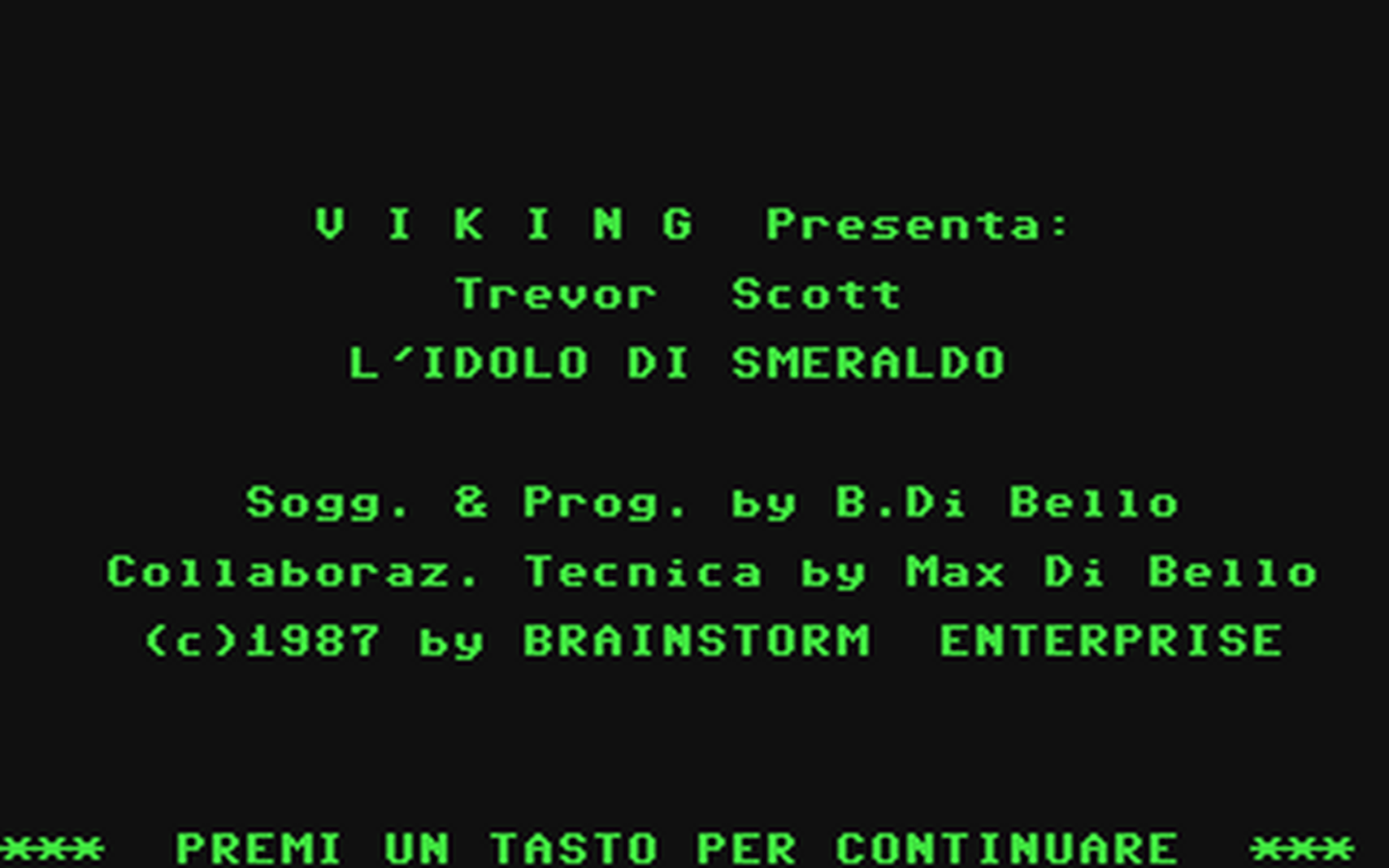C64 GameBase Trevor_Scott_-_L'Idolo_di_Smeraldo Edizioni_Hobby/Viking 1987