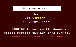 C64 GameBase Up_Your_Alley Loadstar/Softalk_Production 1986