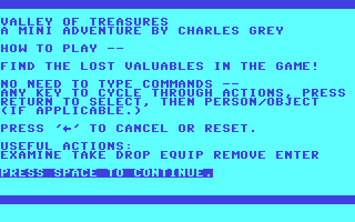 C64 GameBase Valley_of_Treasures (Public_Domain) 2011