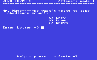 C64 GameBase Verb_Forms_3_-_Mr._Mugs_at_School Commodore_Educational_Software