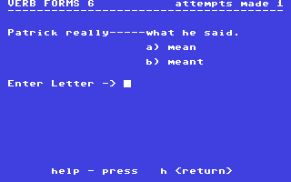 C64 GameBase Verb_Forms_6_-_Mr._Mugs_in_the_Rain Commodore_Educational_Software
