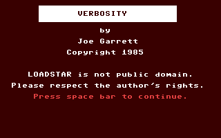 C64 GameBase Verbosity Loadstar/Softalk_Production 1985