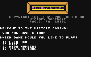 C64 GameBase Victory_Casino Victory_Software 1982