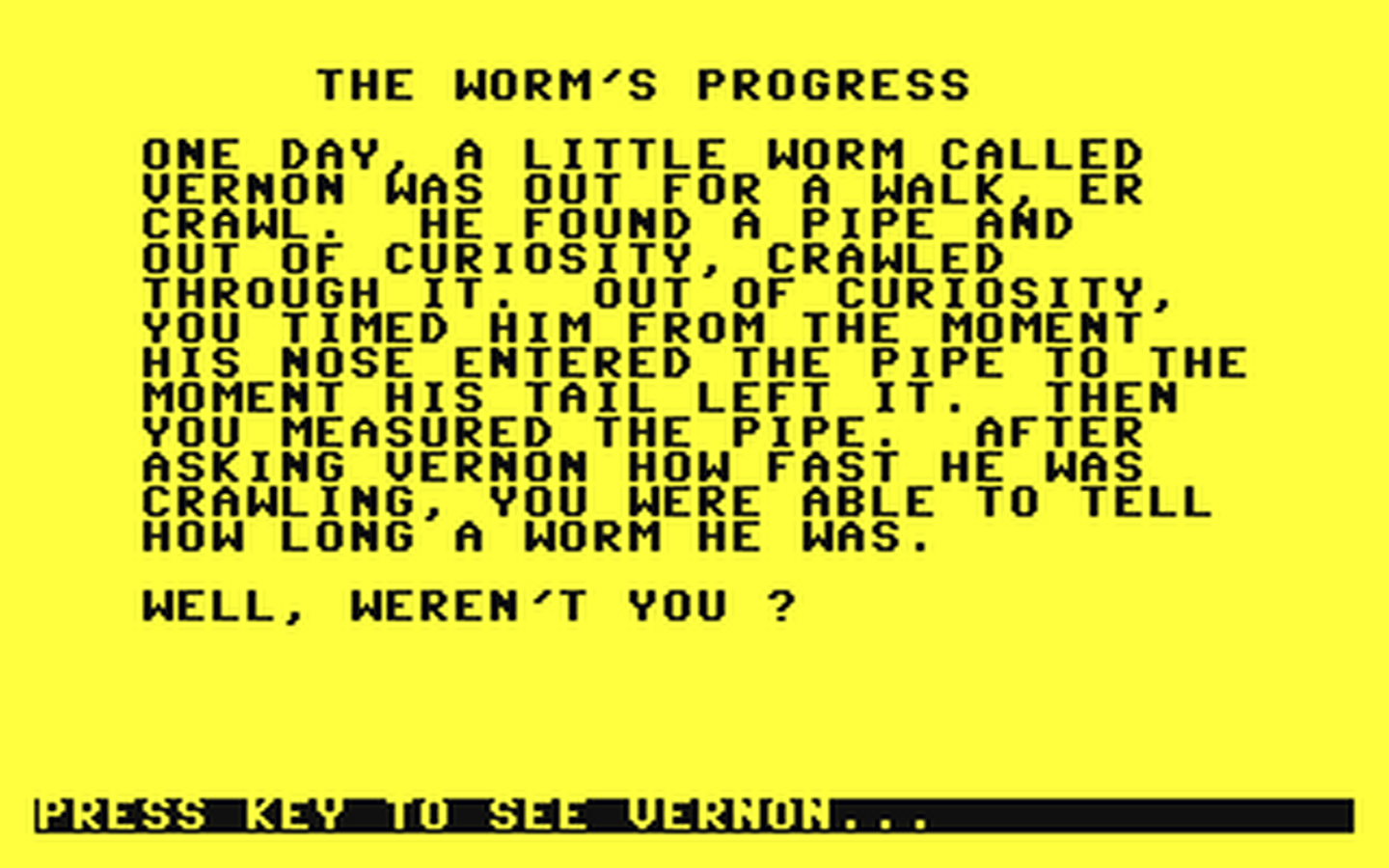 C64 GameBase Worm's_Progress,_The Guild_Publishing/Newtech_Publishing_Ltd. 1984