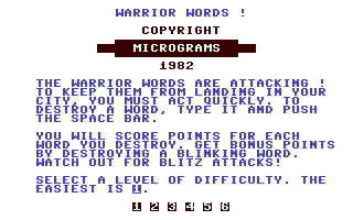 C64 GameBase Warrior_Words Micrograms,_Inc. 1982