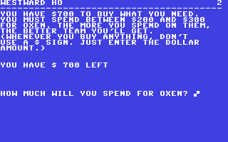 C64 GameBase Westward_Ho Commodore_Educational_Software 1982
