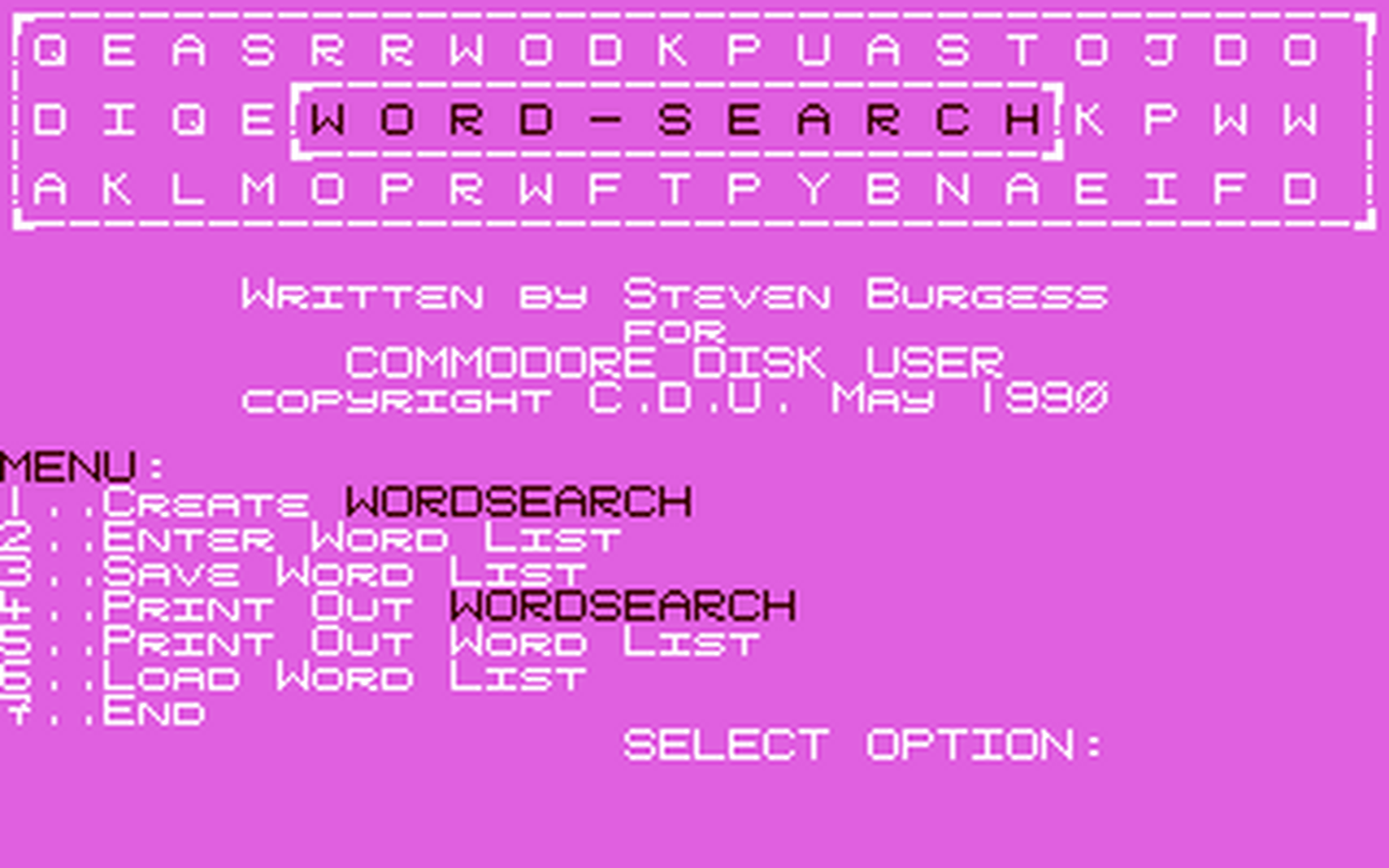 C64 GameBase Word-Search Commodore_Disk_User/Alphavite_Publications_Ltd. 1991