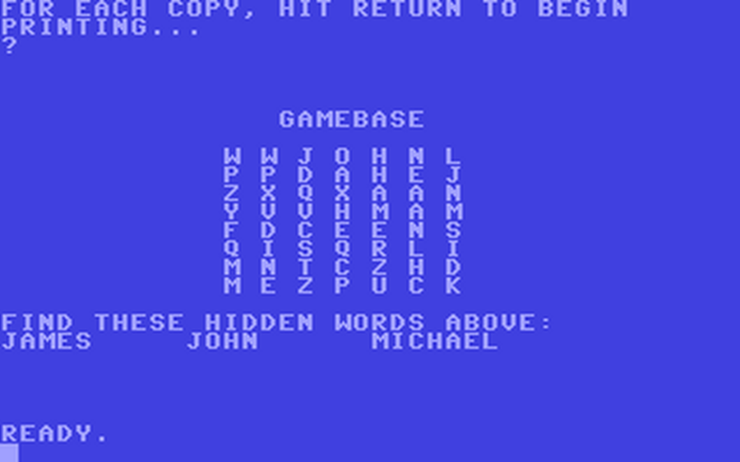 C64 GameBase Word_Search_Puzzle Creative_Computing 1979