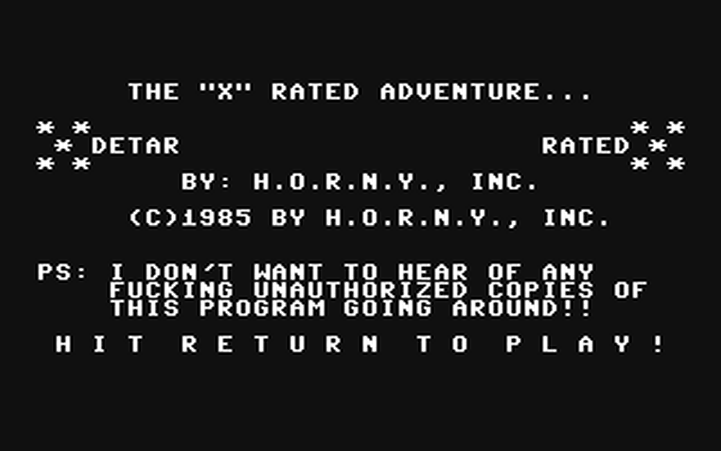 C64 GameBase X-Rated_Adventure,_The (Not_Published) 1985
