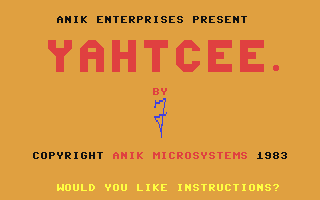 C64 GameBase Yahtcee Anik_Micro_Systems 1983