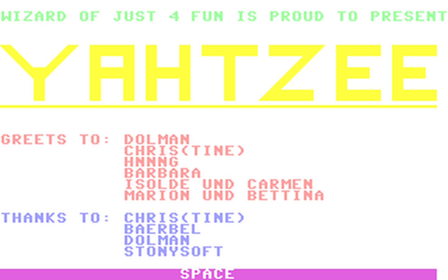 C64 GameBase Yahtzee Stonysoft_PD 1993