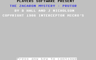 C64 GameBase Zacaron_Mystery,_The_-_Prutor Players_Software 1986