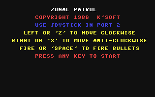 C64 GameBase Zonal_Patrol K'soft_Ltd. 1986