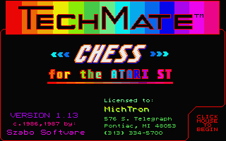 ST GameBase Techmate_Chess Michtron_Inc 1987