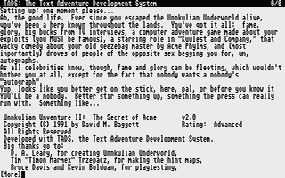 ST GameBase Unnkulian_Unventure_II_:_The_Secret_of_Acme Non_Commercial 1991