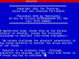 ZX GameBase Acheton_(+3_Disk) Topologika 1988