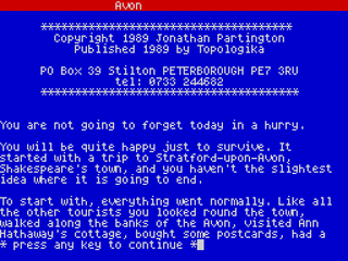 ZX GameBase Avon_(+3_Disk) Topologika 1989