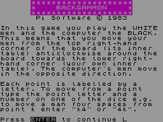 ZX GameBase Backgammon Pi_Software 1983
