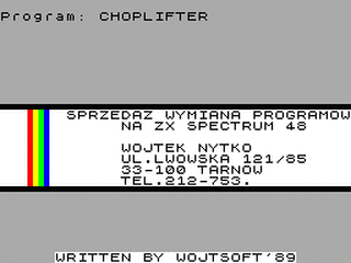 ZX GameBase Choplifter Wojtsoft 1989