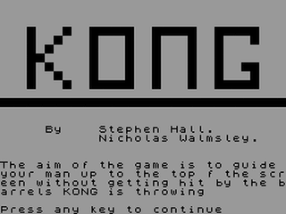 ZX GameBase Kong Stephen_Hall/Nicholas_Walmsley