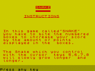 ZX GameBase Snake Sinclair_Programs 1983