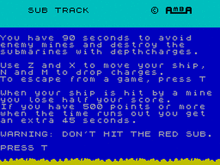 ZX GameBase Sub_Track Amba_Software 1986