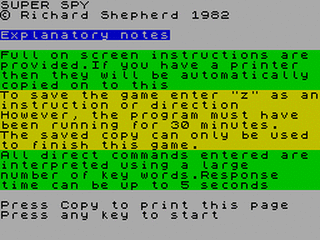 ZX GameBase Super_Spy Richard_Shepherd_Software 1982