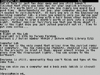 ZX GameBase [Zxzvm]_Frozen:_A_Night_at_the_Lab Jeremy_Farnham 1996