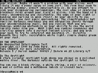 ZX GameBase [Zxzvm]_In_the_Spotlight:_An_Unexpected_Intelligence_Test John_Byrd 1998