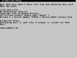ZX GameBase [Zxzvm]_Lists_and_Lists:_An_Interactive_Tutorial Andrew_Plotkin 1996
