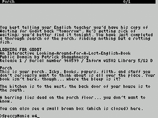 ZX GameBase [Zxzvm]_Looking_for_Godot:_An_Interactive_Looking-Around-for-a-Lost-English-Book Patrick_Shaughnessy 1996