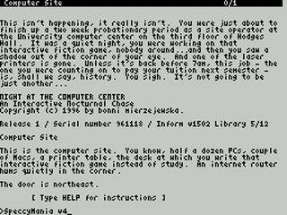 ZX GameBase [Zxzvm]_Night_at_the_Computer_Center:_An_Interctive_Nocturnal_Chase Bonni_Mierzejewska 1996