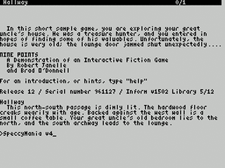 ZX GameBase [Zxzvm]_Nine_Points:_A_Demonstration_of_an_Interactive_Fiction Robert_Janelle/Brad_O'Donnell 1996