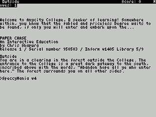 ZX GameBase [Zxzvm]_Paper_Chase:_An_Interactive_Education Chris_Skapura 1995