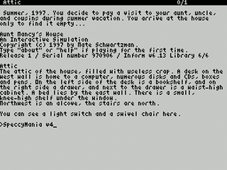 ZX GameBase [Zxzvm]_Aunt_Nancy's_House:_An_Interactive_Simulation Nate_Schwartzman 1997