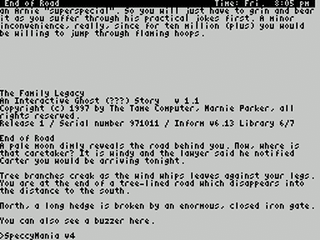 ZX GameBase [Zxzvm]_Family_Legacy_(v1.1),_The:_An_Interactive_Ghost_Story Marnie_Parker 1997