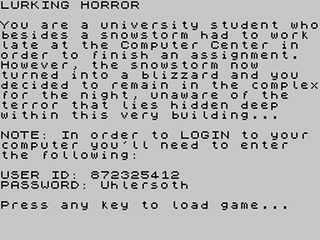 ZX GameBase [Zxzvm]_Lurking_Horror,_The:_An_Interactive_Horror Infocom 1987