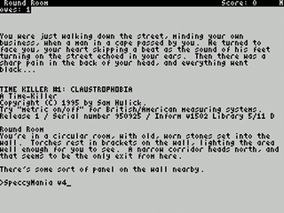 ZX GameBase [Zxzvm]_Time_Killer_1:_Claustrophobia Sam_Hulick 1995