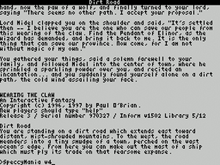 ZX GameBase [Zxzvm]_Wearing_the_Claw Paul_O'Brian 1997