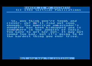 Atari GameBase SoftSide_Adventure_No._20_-_Danger_Is_My_Business Softside_Publications 1983