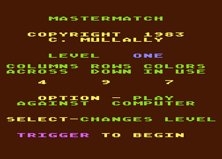 Atari GameBase Mastermatch APX 1983