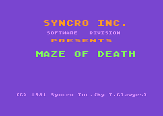 Atari GameBase Maze_Of_Death Syncro,_Inc. 1981