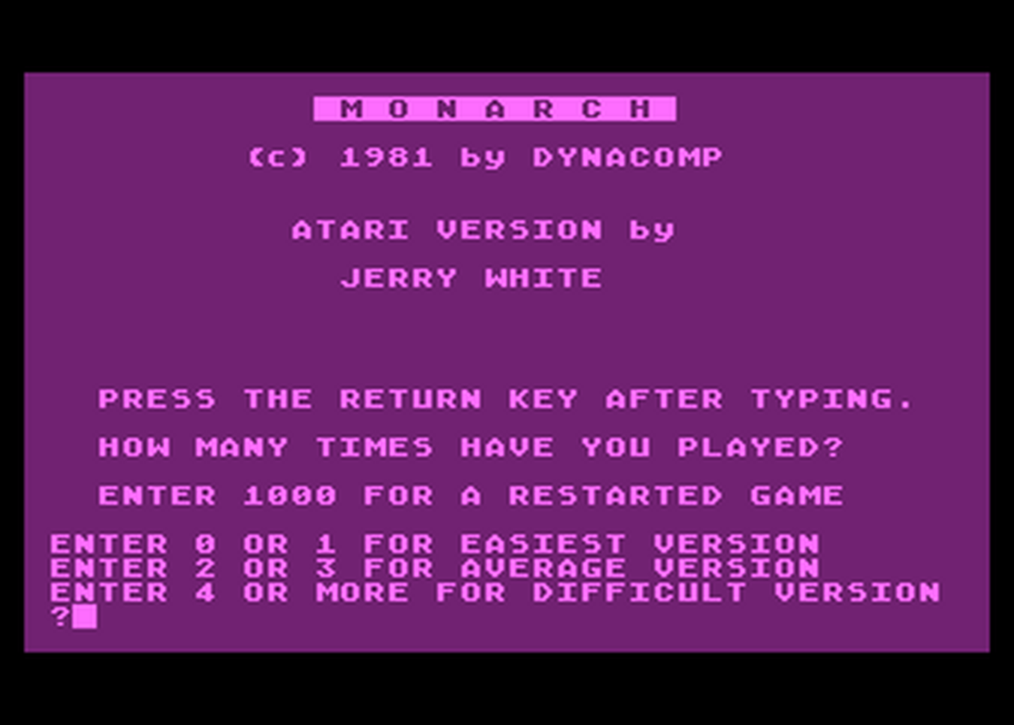 Atari GameBase Monarch Dynacomp 1981