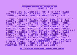 Atari GameBase Solitaire APX 1981