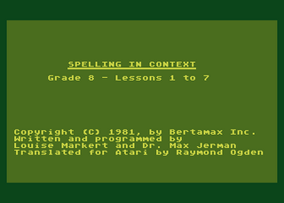 Atari GameBase Spelling_in_Context_Level_8 Atari_(USA) 1983