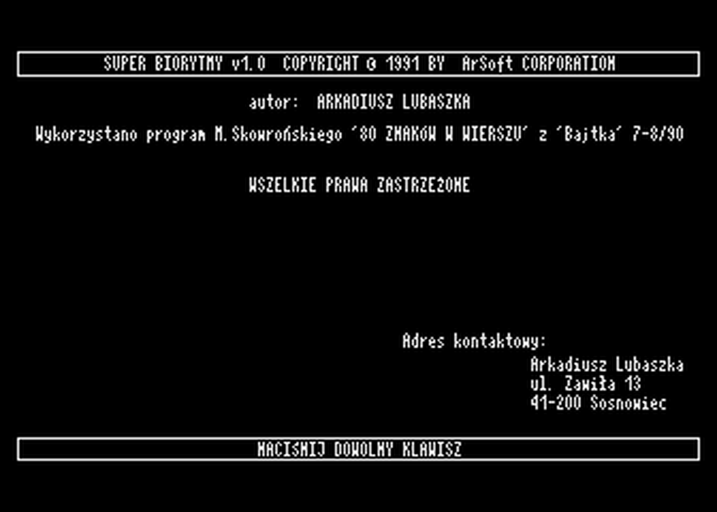 Atari GameBase Super_Biorytmy ArSoft_Corporation 1991