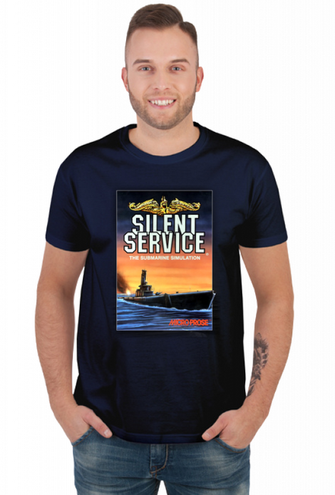 Retro T-Shirt Silent Service Cover C64  - męski podkoszulek